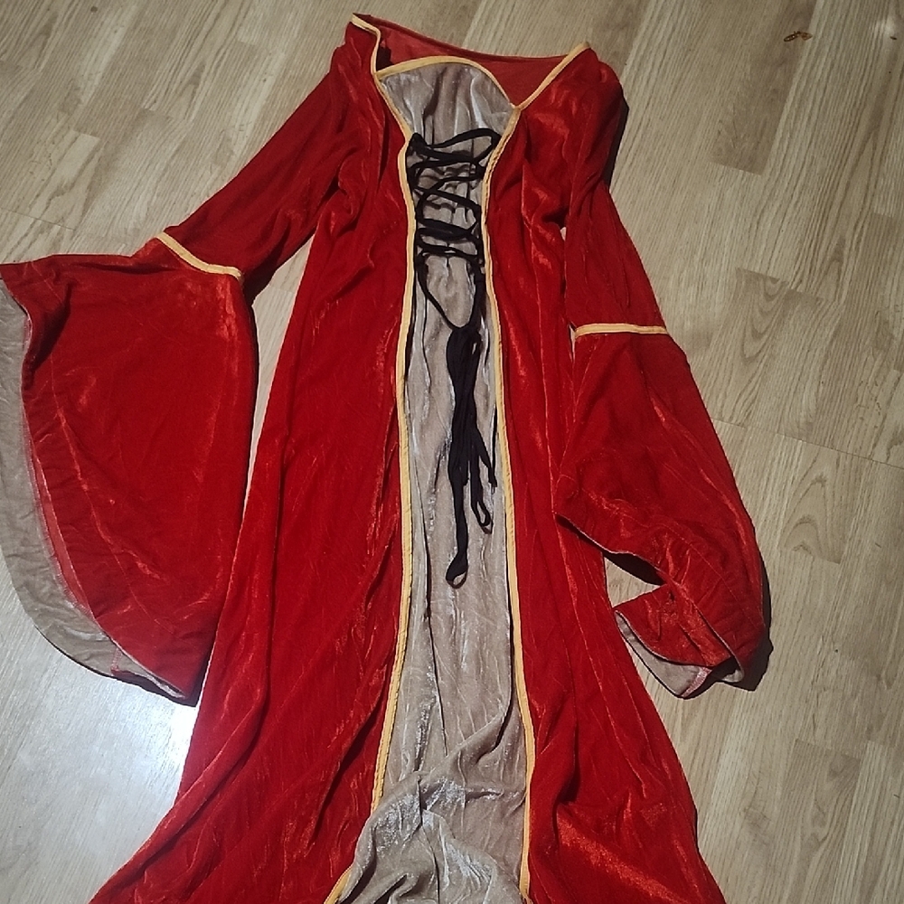 Red and Gold Medieval Style Dress